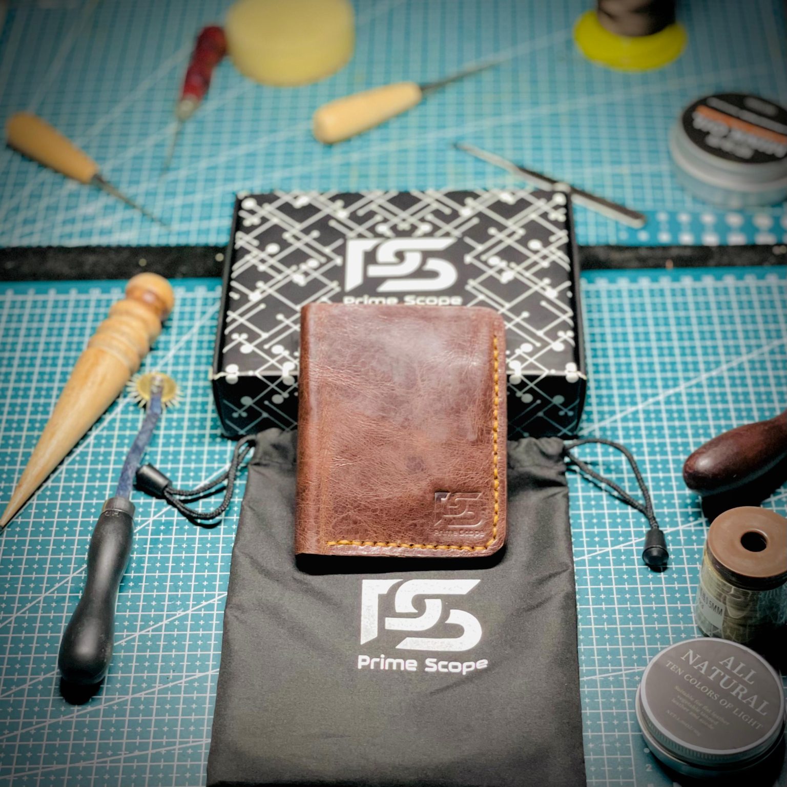 Rustic Red Leather Card Holder - handmade slim wallet for cards & cash - product photo 3