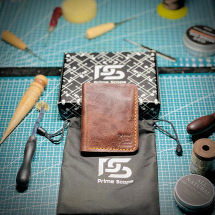 Rustic Red Leather Card Holder | Handmade Slim Wallet for Cards & Cash