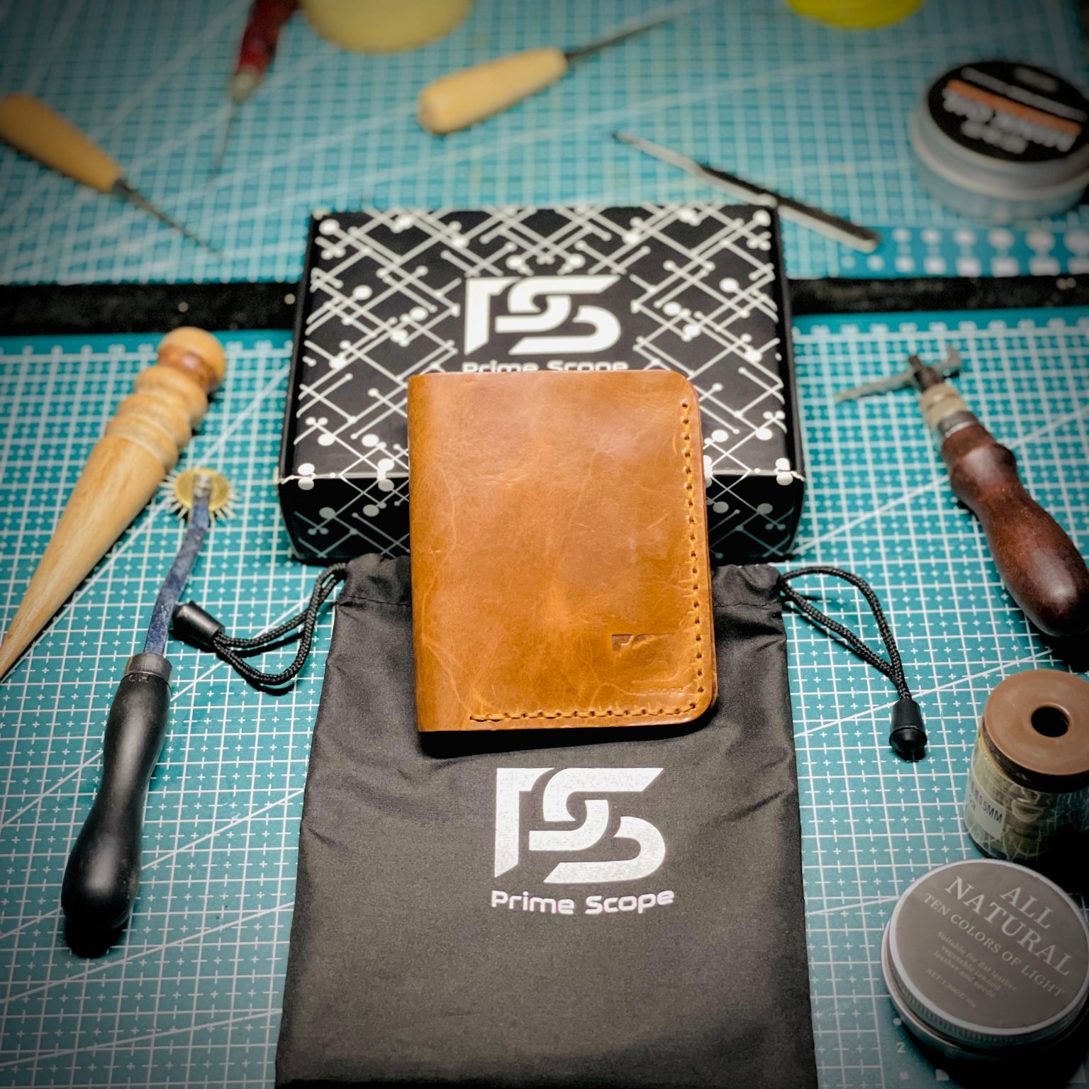 Handcrafted Brown Leather Card Holder - slim wallet for men - product photo 3