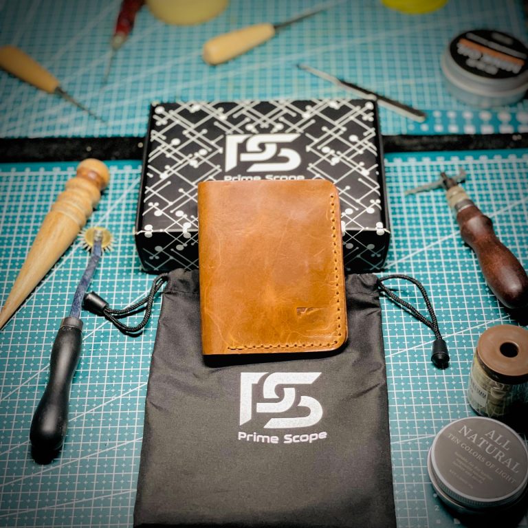 Handcrafted Brown Leather Card Holder - slim wallet for men - product photo 2