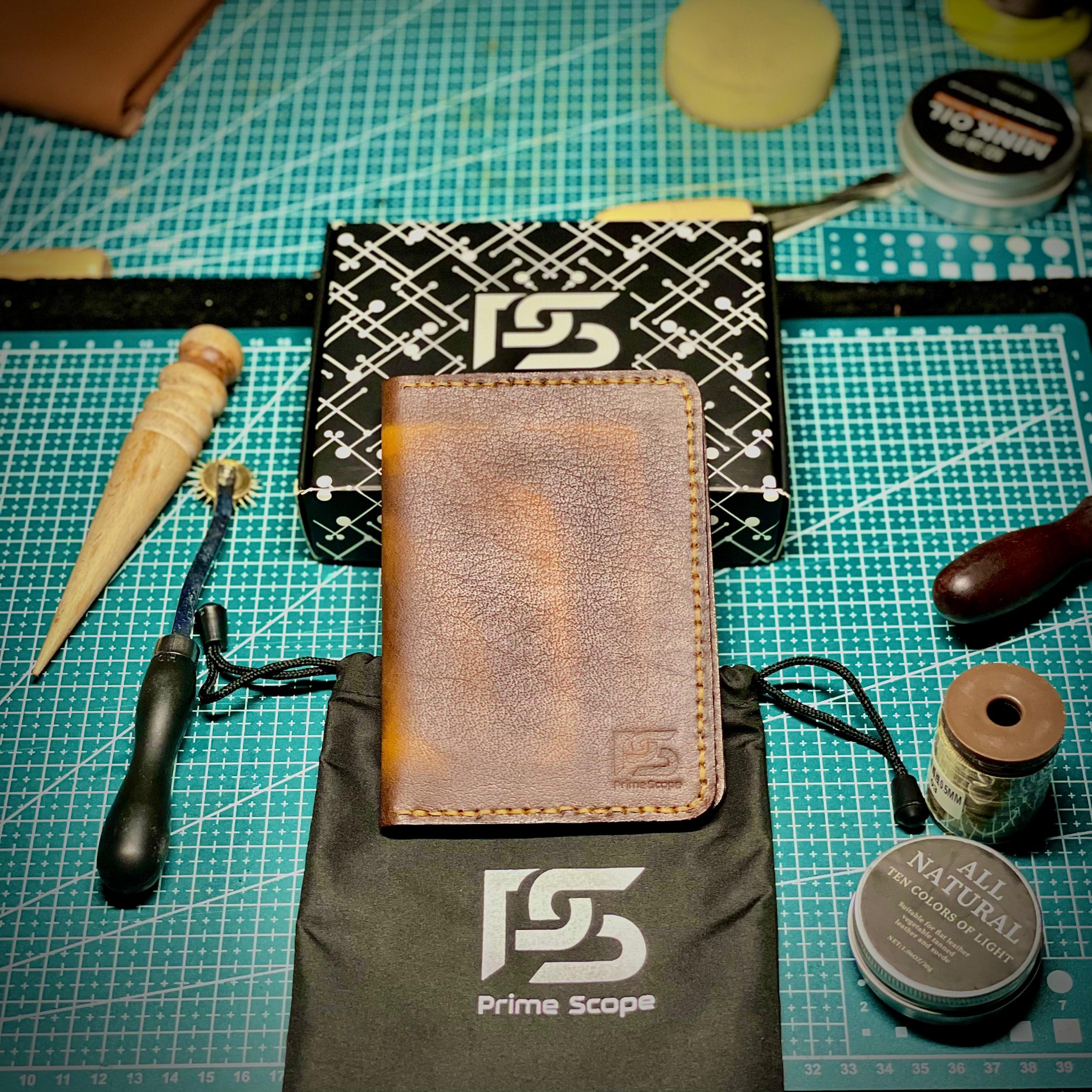 Handmade Brown Leather Wallet - rustic passport & card holder - product photo 1