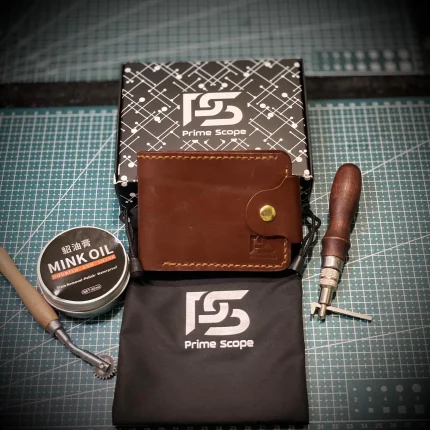 Handmade Reddish Leather Wallet | Bi-Foldable with Brass Button