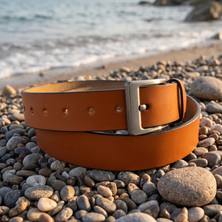 Prime Scope Classic Tan Leather Belt - full-grain tan leather belt with classic buckle - product photo 2
