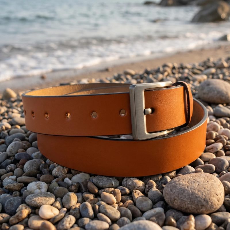Prime Scope Classic Tan Leather Belt - full-grain tan leather belt with classic buckle - product photo 3