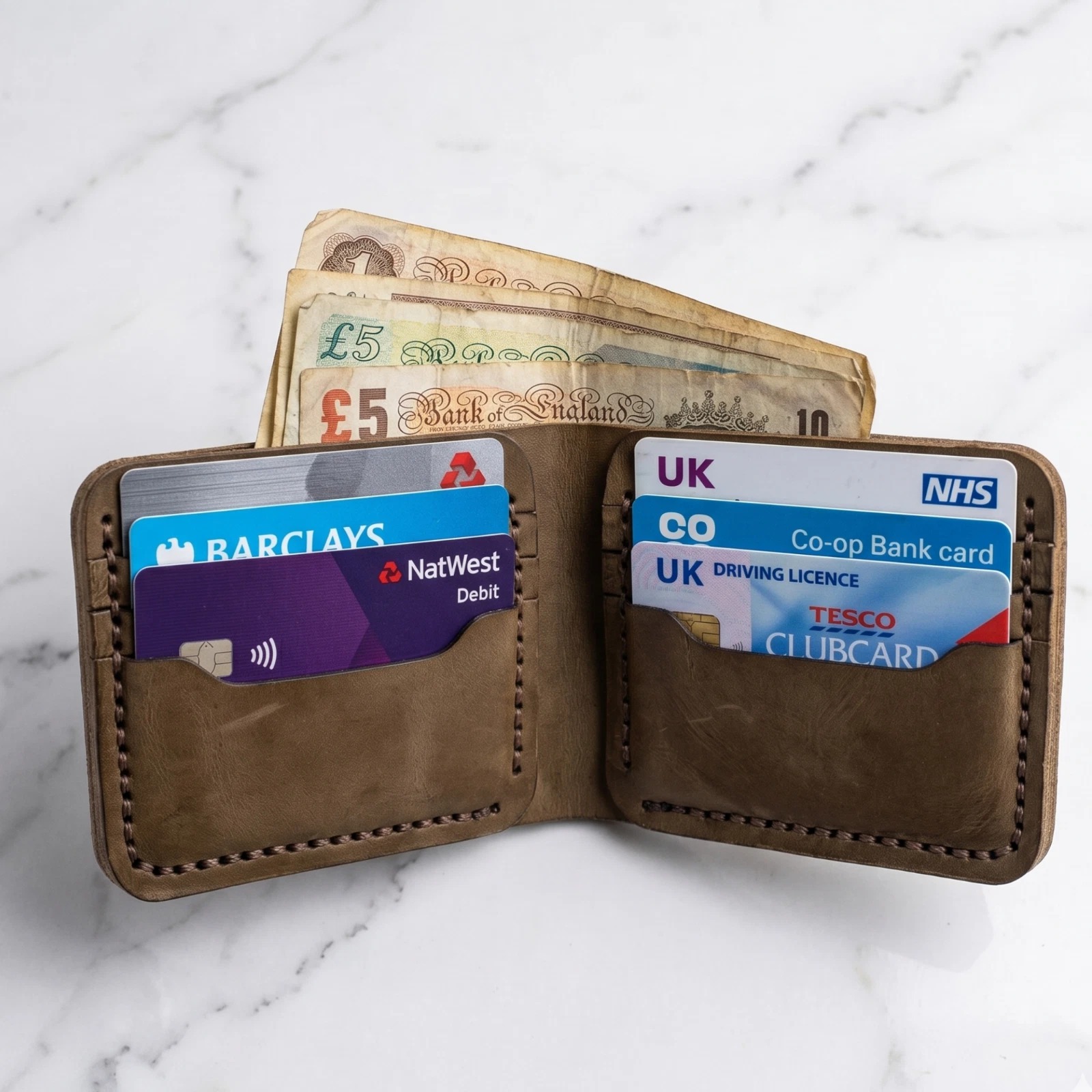 Prime Scope Premium Leather Bi-Fold Wallet - handcrafted minimalist EDC bifold wallet - product photo 2