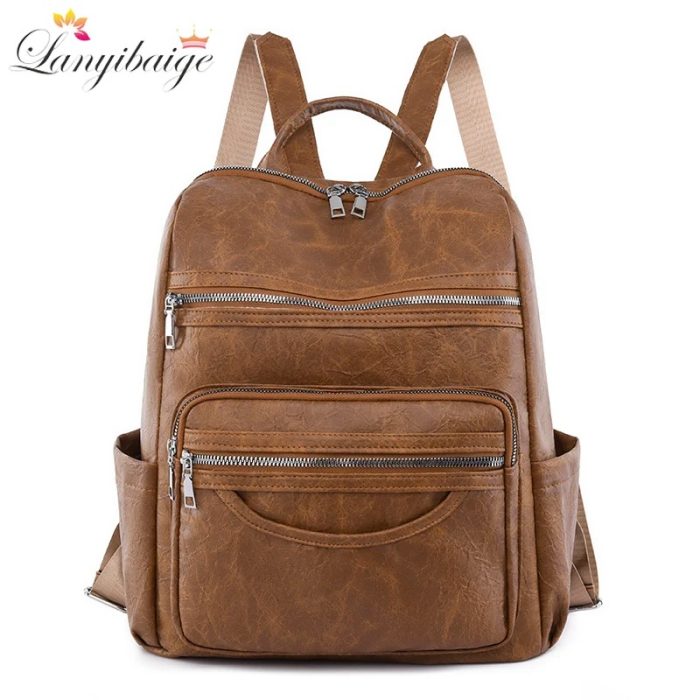 Genuine Leather Women Classic Backpack - sheepskin luxury travel backpack - product photo 3